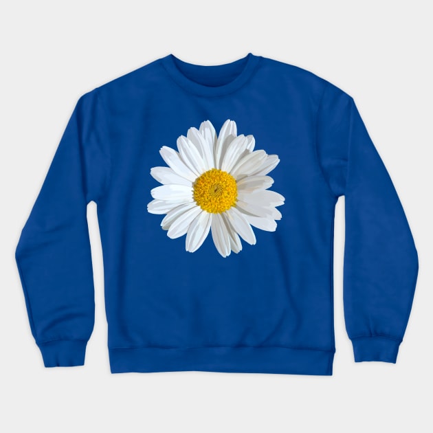 White marguerite blossom on light blue Crewneck Sweatshirt by A_using_colors